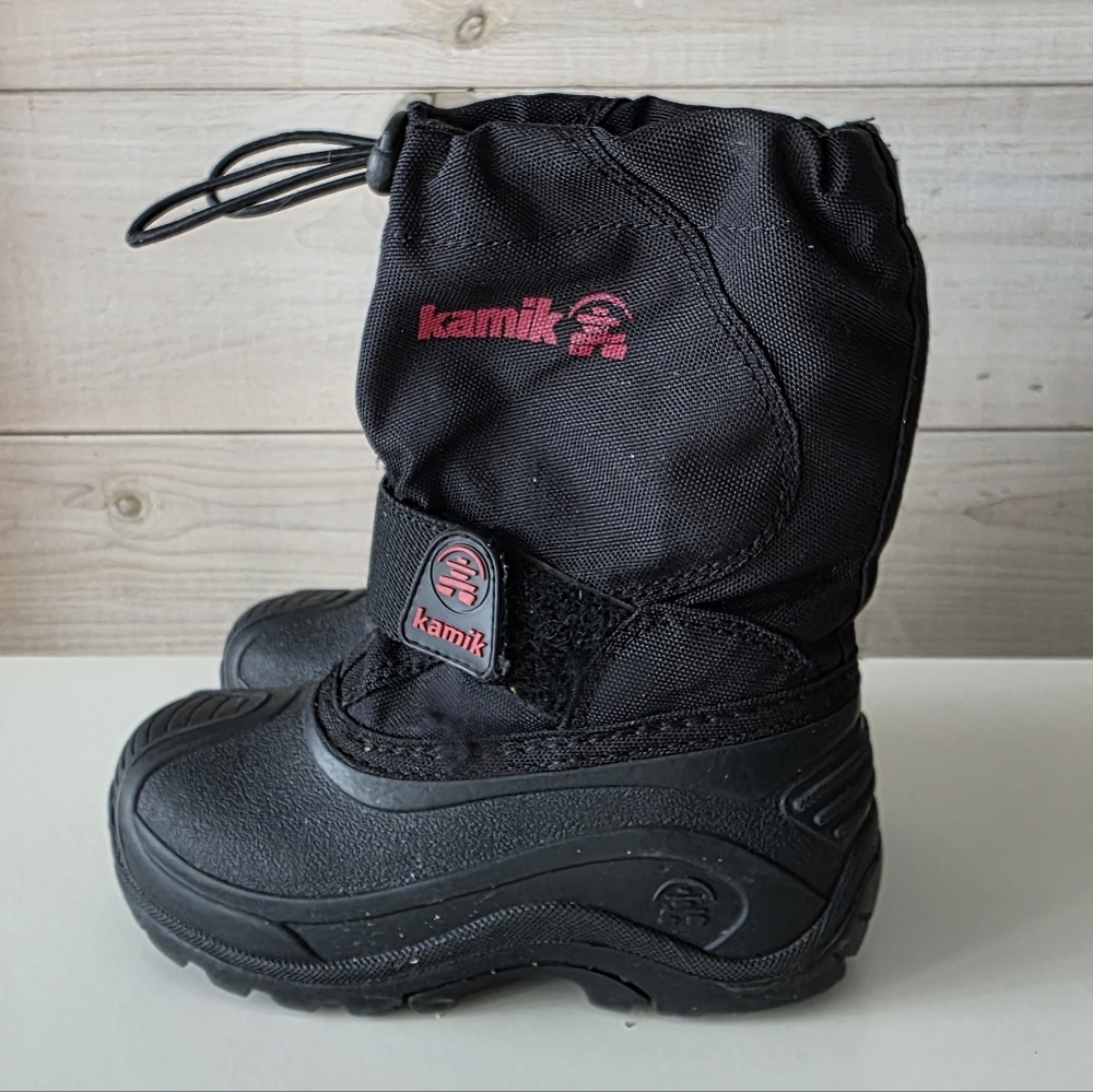 Kamik Black Snow Boots with Red Logo Toddler Size 9